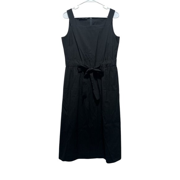 Lafayette 148 Old Money Preppy Midi dress Large 14 Black Square Neck Fit-Flare - Picture 3 of 16